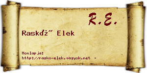 Raskó Elek névjegykártya